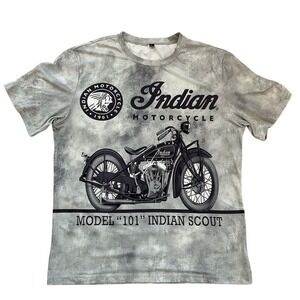 Indian Motorcycle‎ Model 101 Indian Scout Graphic T-Shirt Grey Acid Wash Mens M